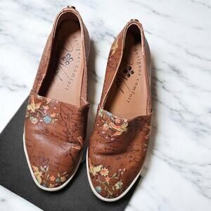 Patricia Nash Shoes Women 6.5 Nude Pointed Toe Leather Floral Boho Cottage Brown